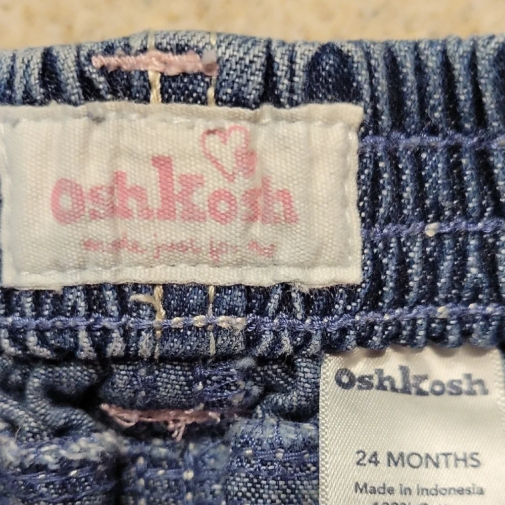 Oshkosh B'gosh Blue Straight-Leg Denim Jeans with Ruffed Hems Size 24 Months